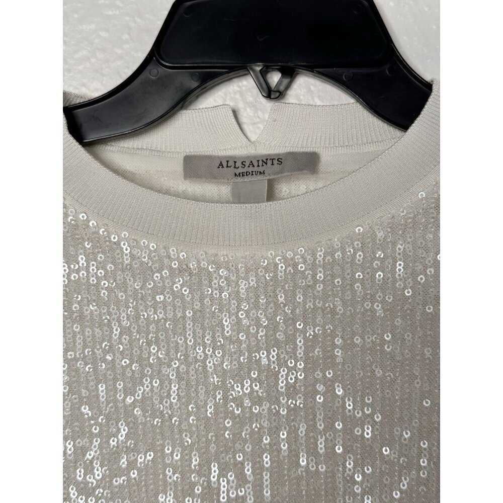 Allsaints Juela Women's White Sequined Stretch Sweater‎ Lined Size Medium - Picture 4 of 6